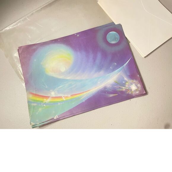 Vintage Fantasy Space Rainbow Art‎ Print Cosmic Galaxy Stationary - Picture 1 of 2